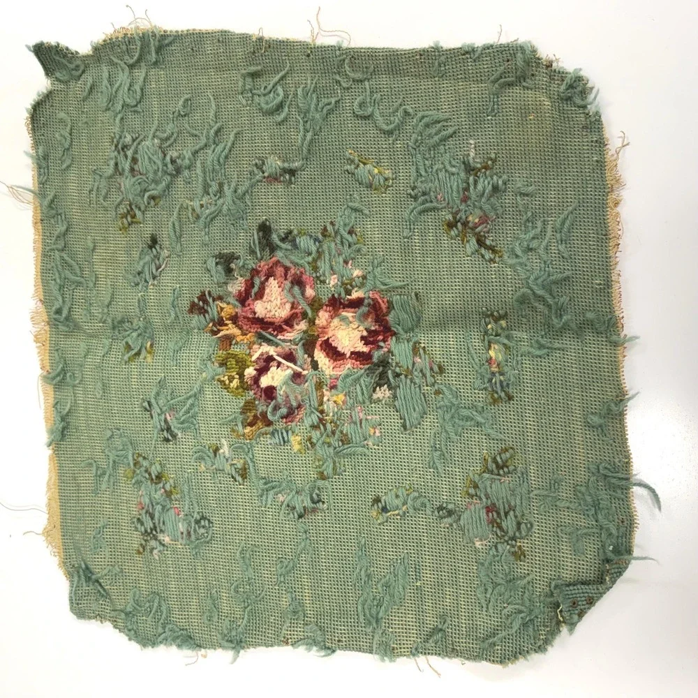 Vintage needlepoint tapestry floral decor